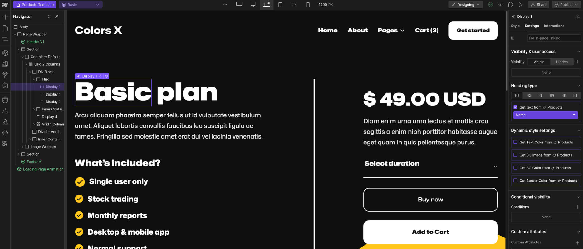 eCommerce Page - Colors X Webflow Template