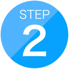 Blue circle with white text reading 'STEP 2'.