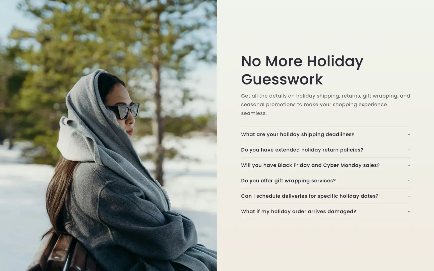 Holiday Shopping FAQ Section