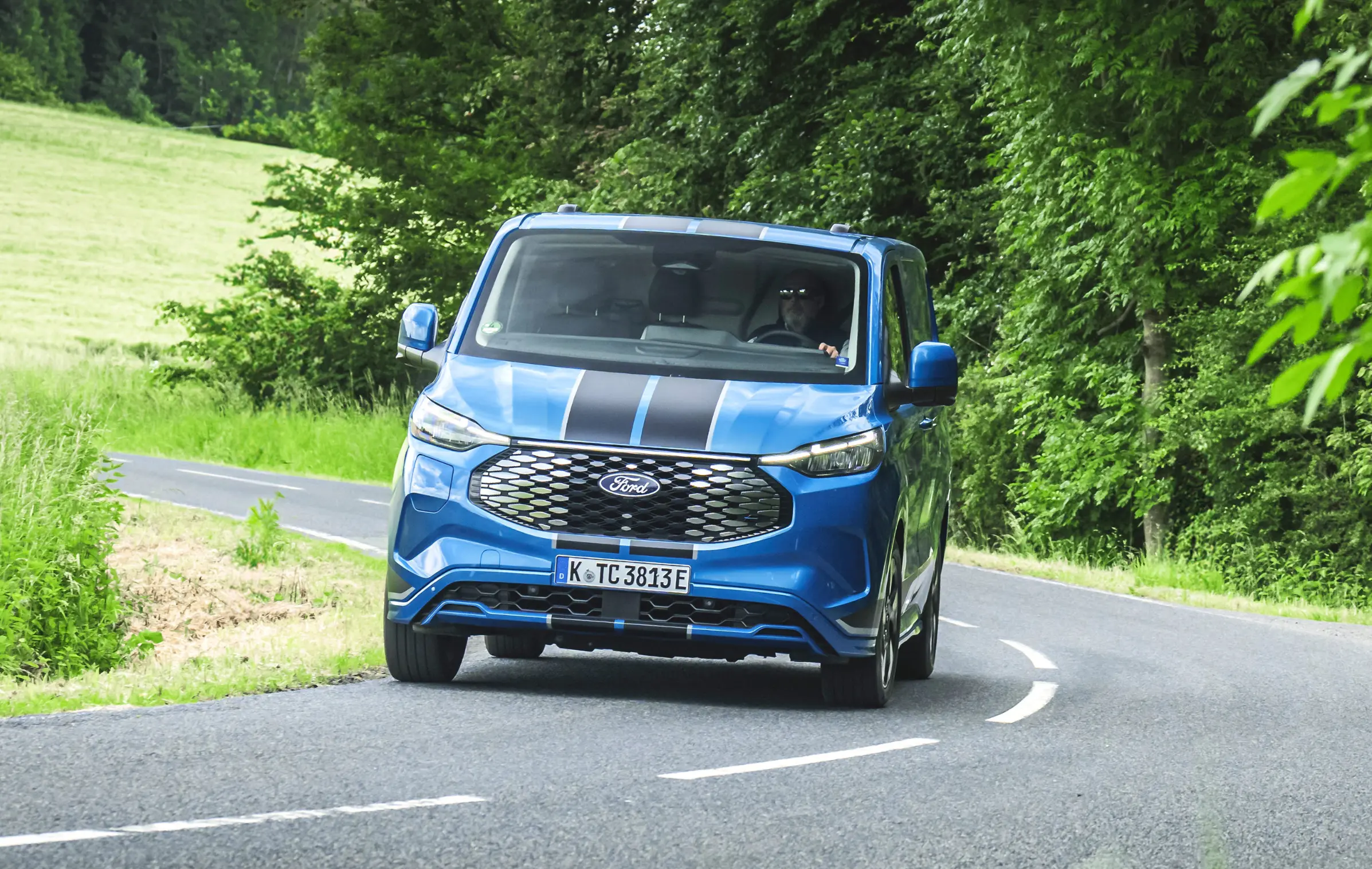 Ford E-Transit Custom on the road