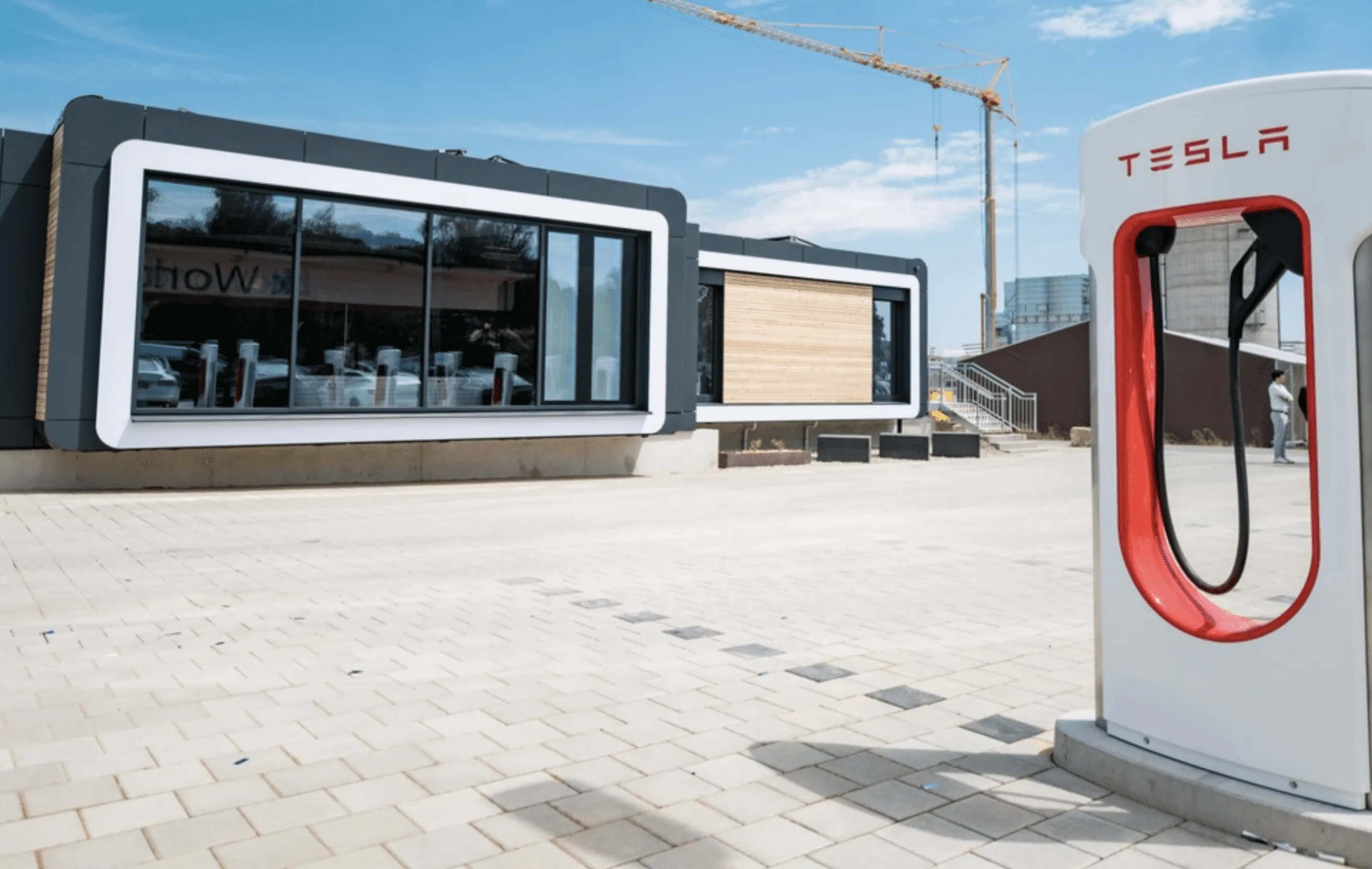 Tesla Supercharger location in Germany has been outfitted with new cube lounge
