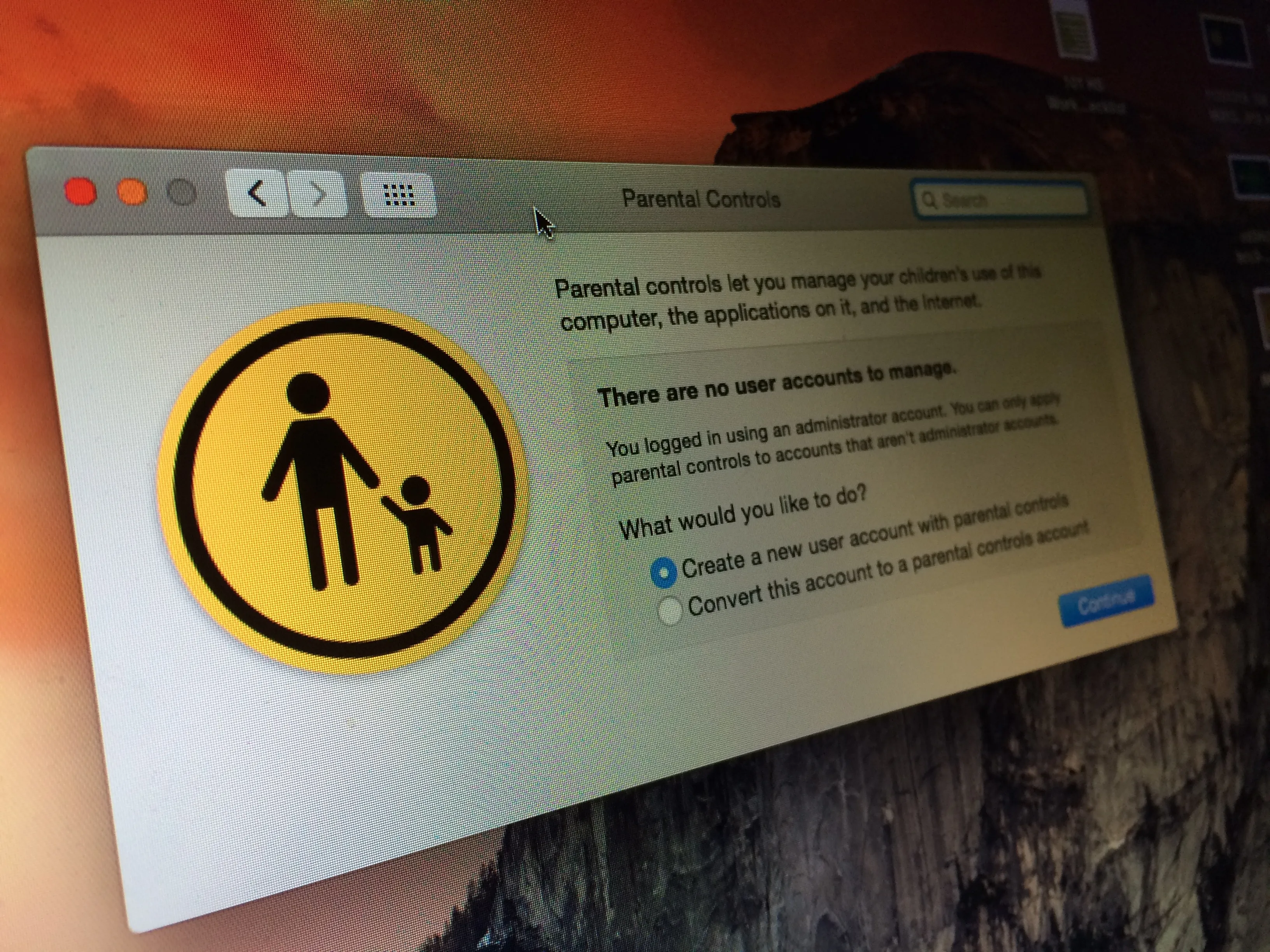 How to create an account on OS X with parental controls