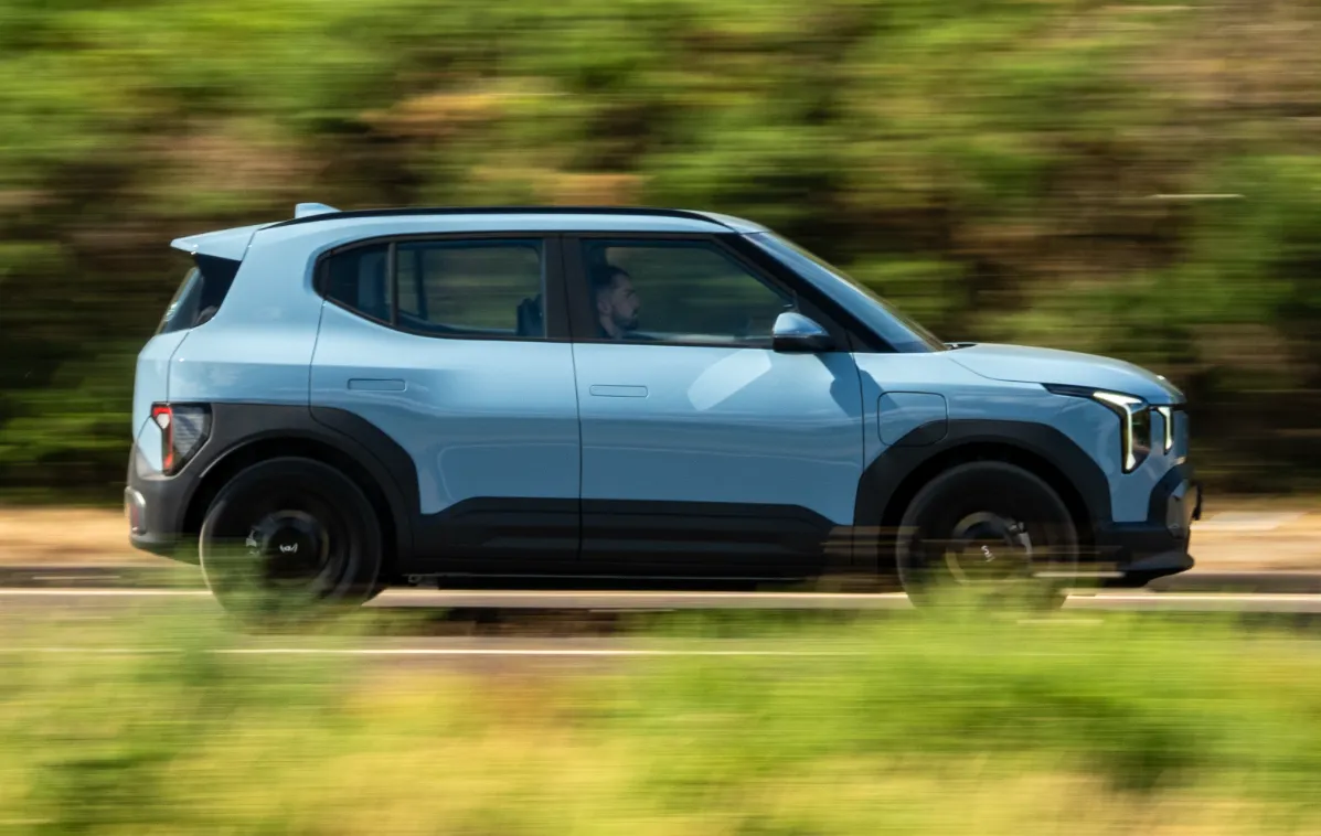 Blue Kia EV2 Air Driving
