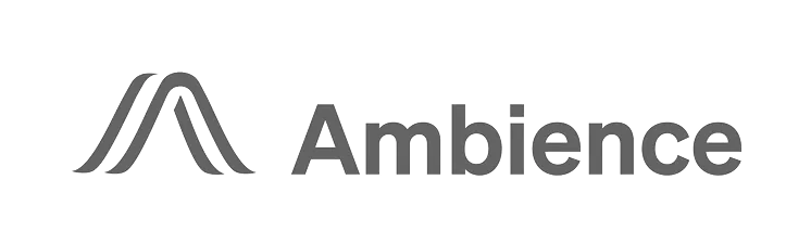 Ambience brand logo with stylized letter A design.