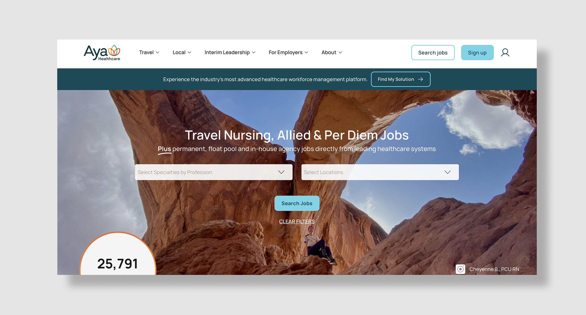 Aya Healthcare homepage