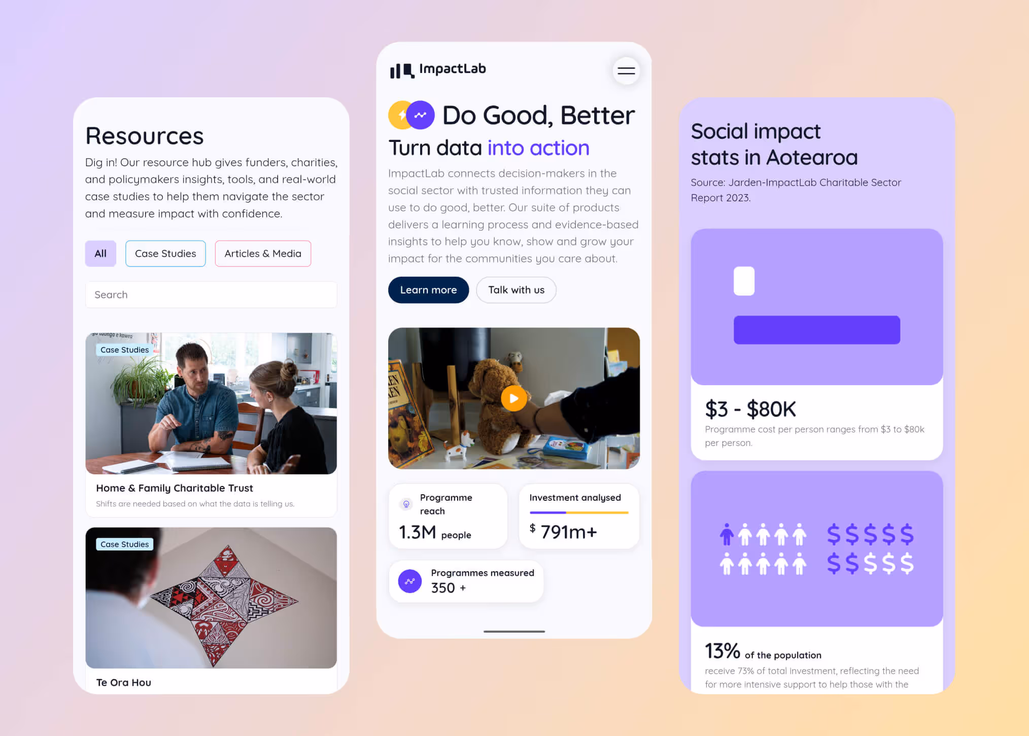 ImpactLab website on mobile