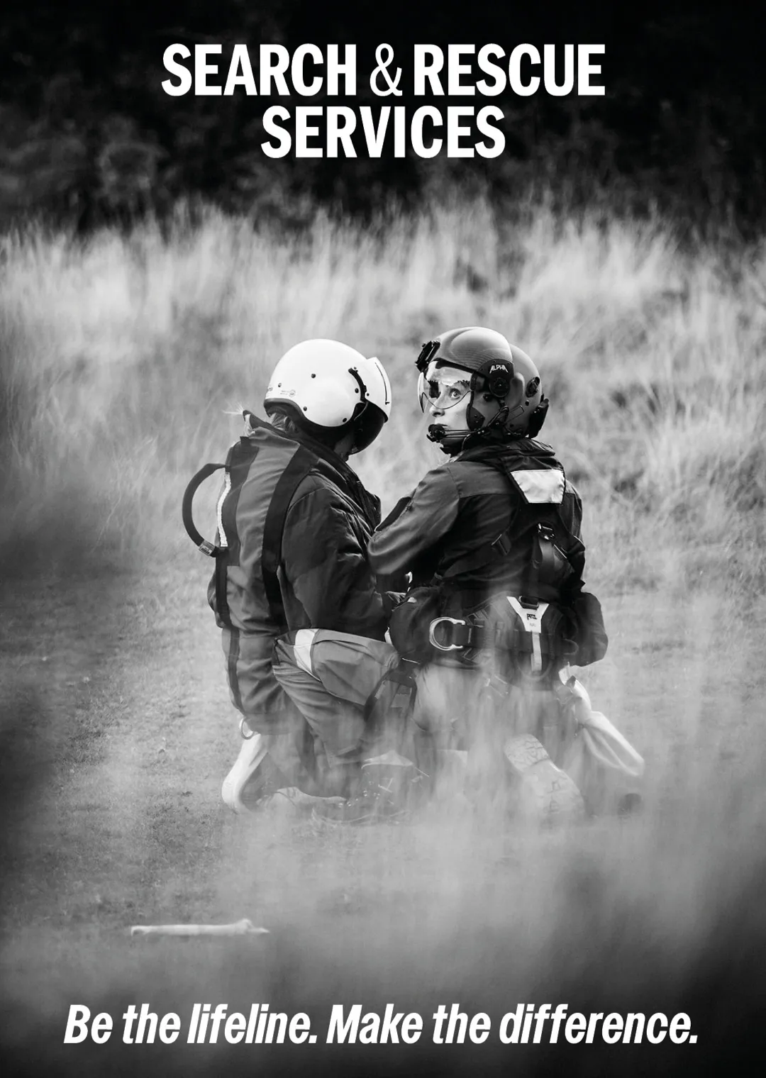 Female rescue helicopter pilot and patient