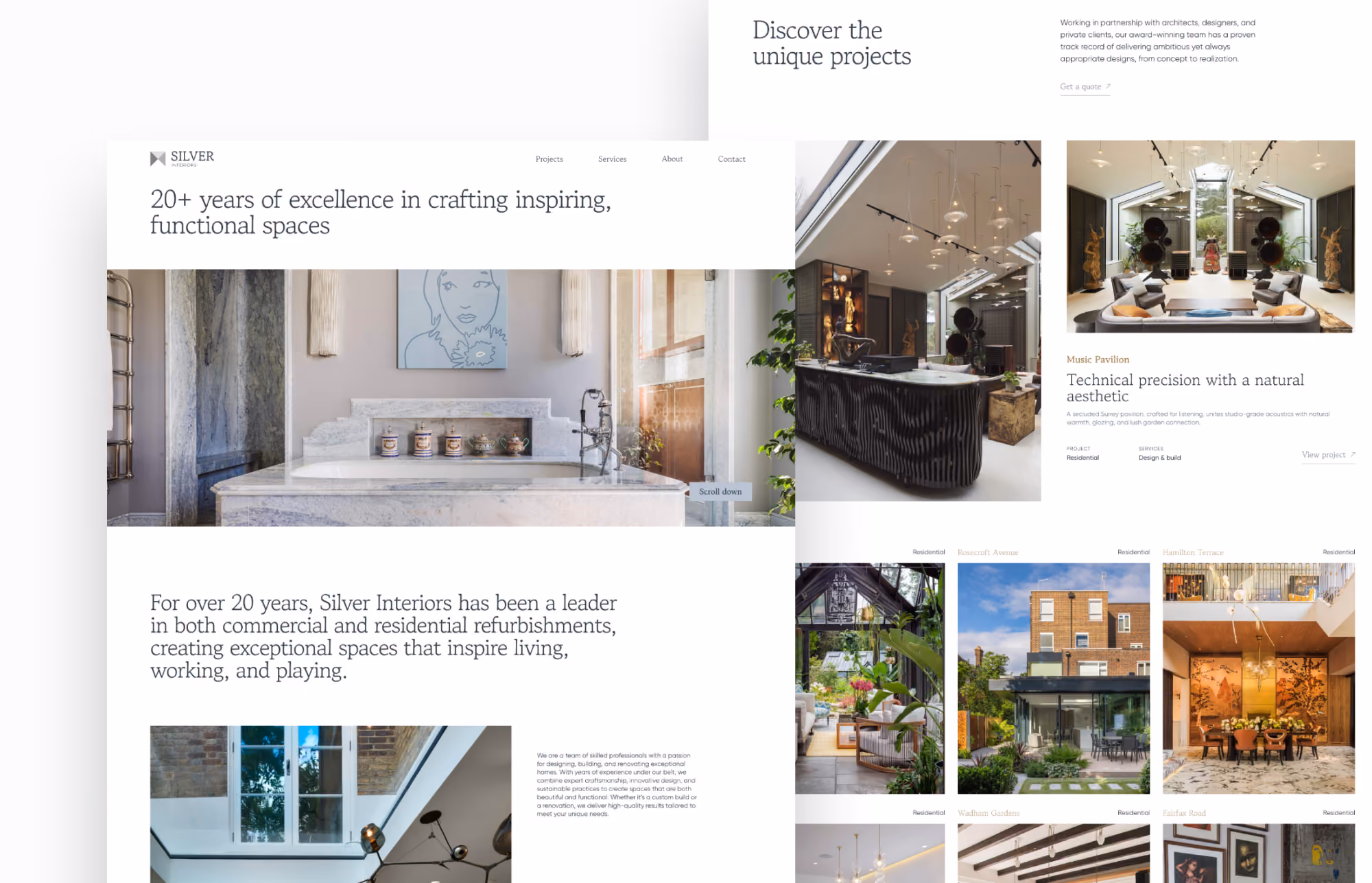 Silver Interior website on deskotp