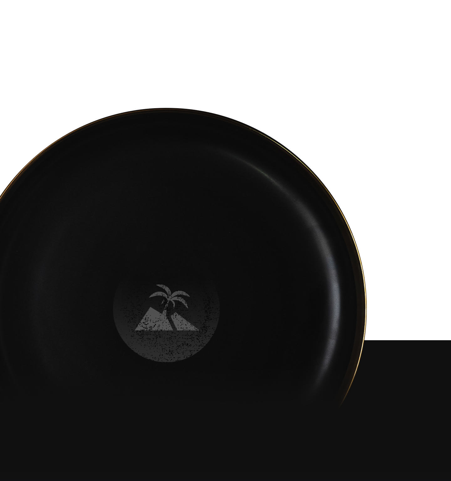 black plate with white background