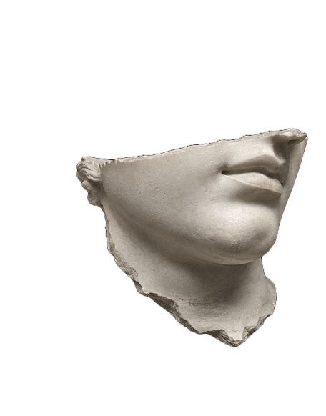 Marble sculpture fragment: lips and chin