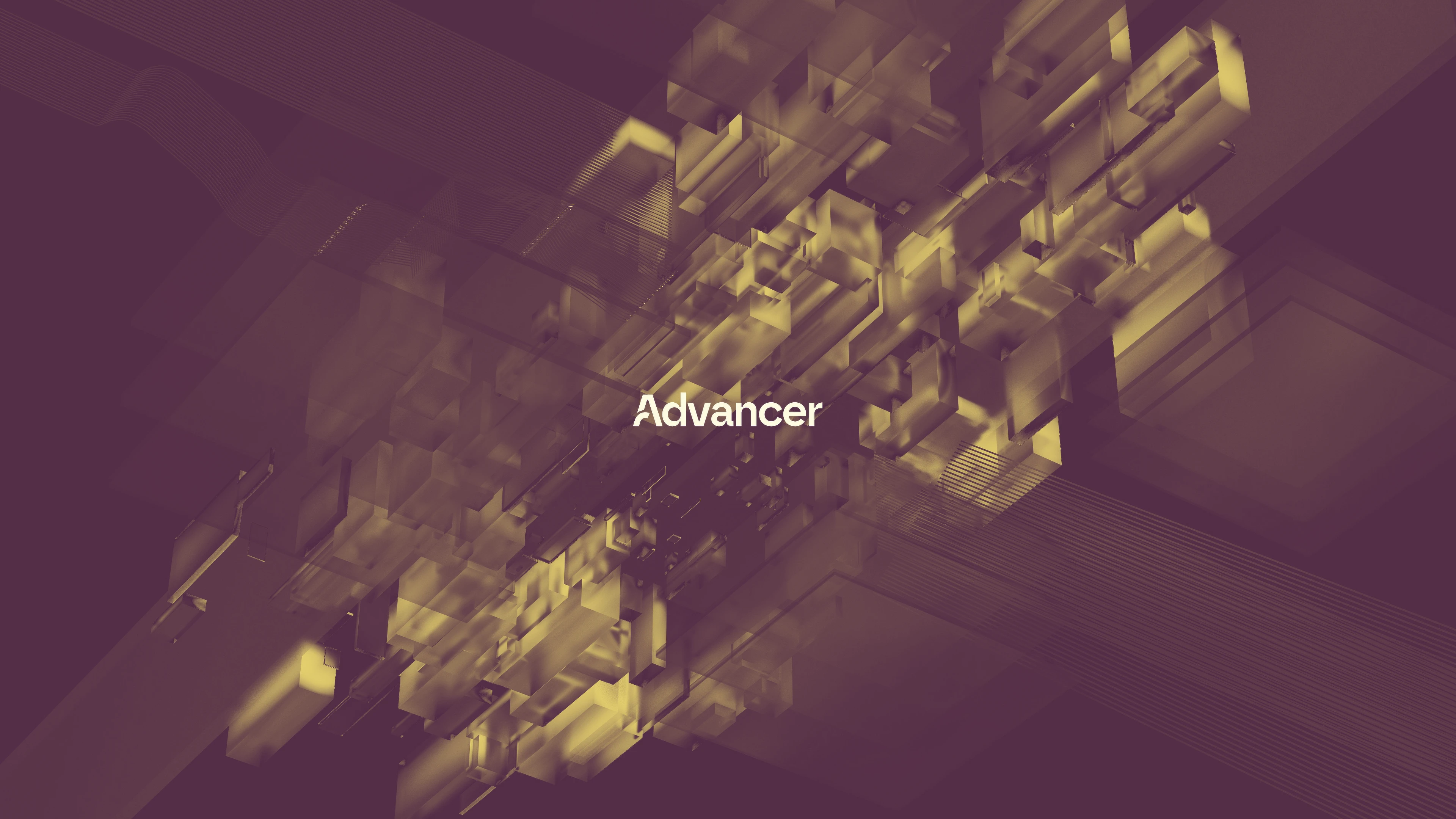 The word Advancer in stylized cream text on a dark purple background.