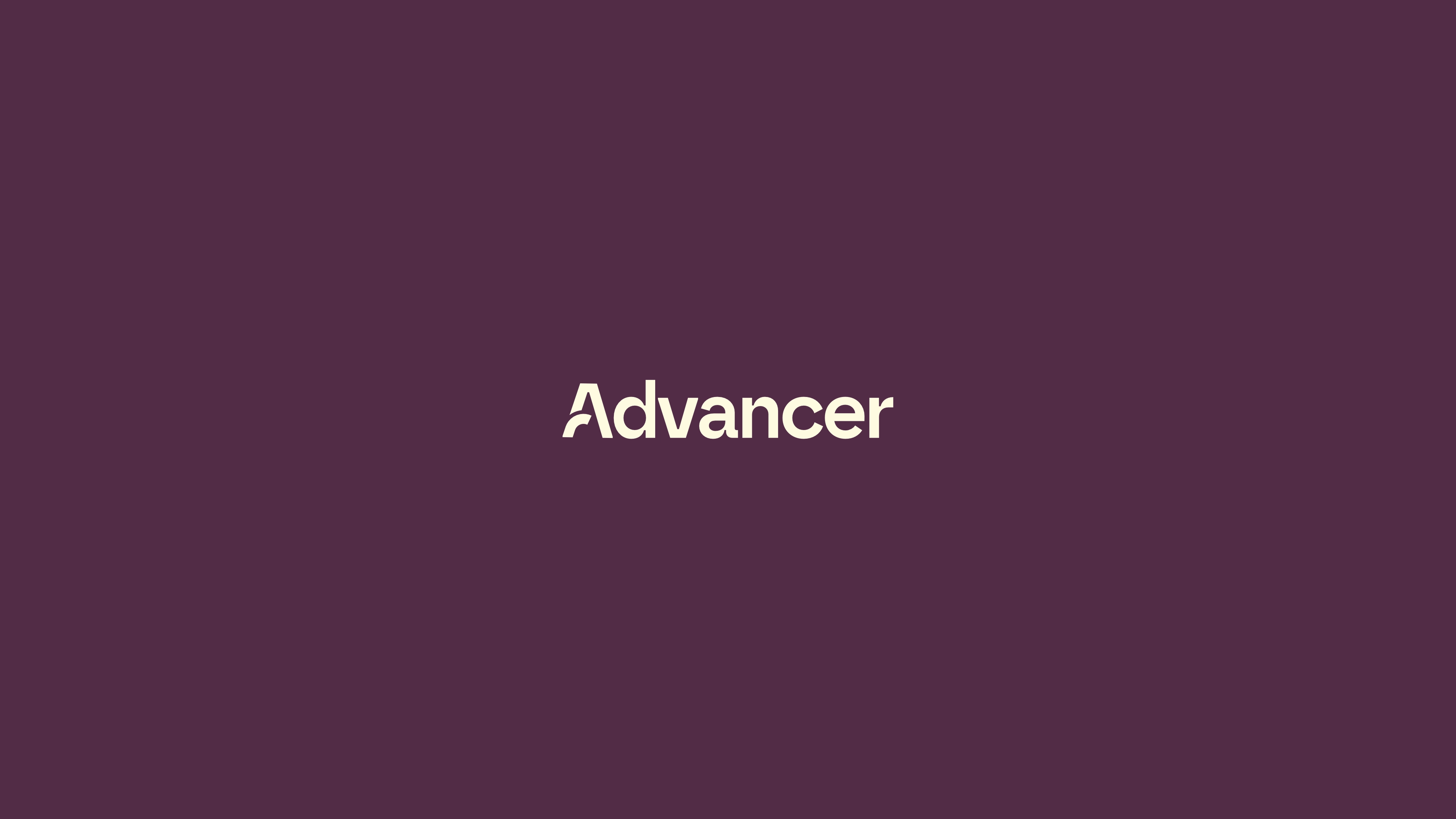 The word Advancer in stylized cream text on a dark purple background.