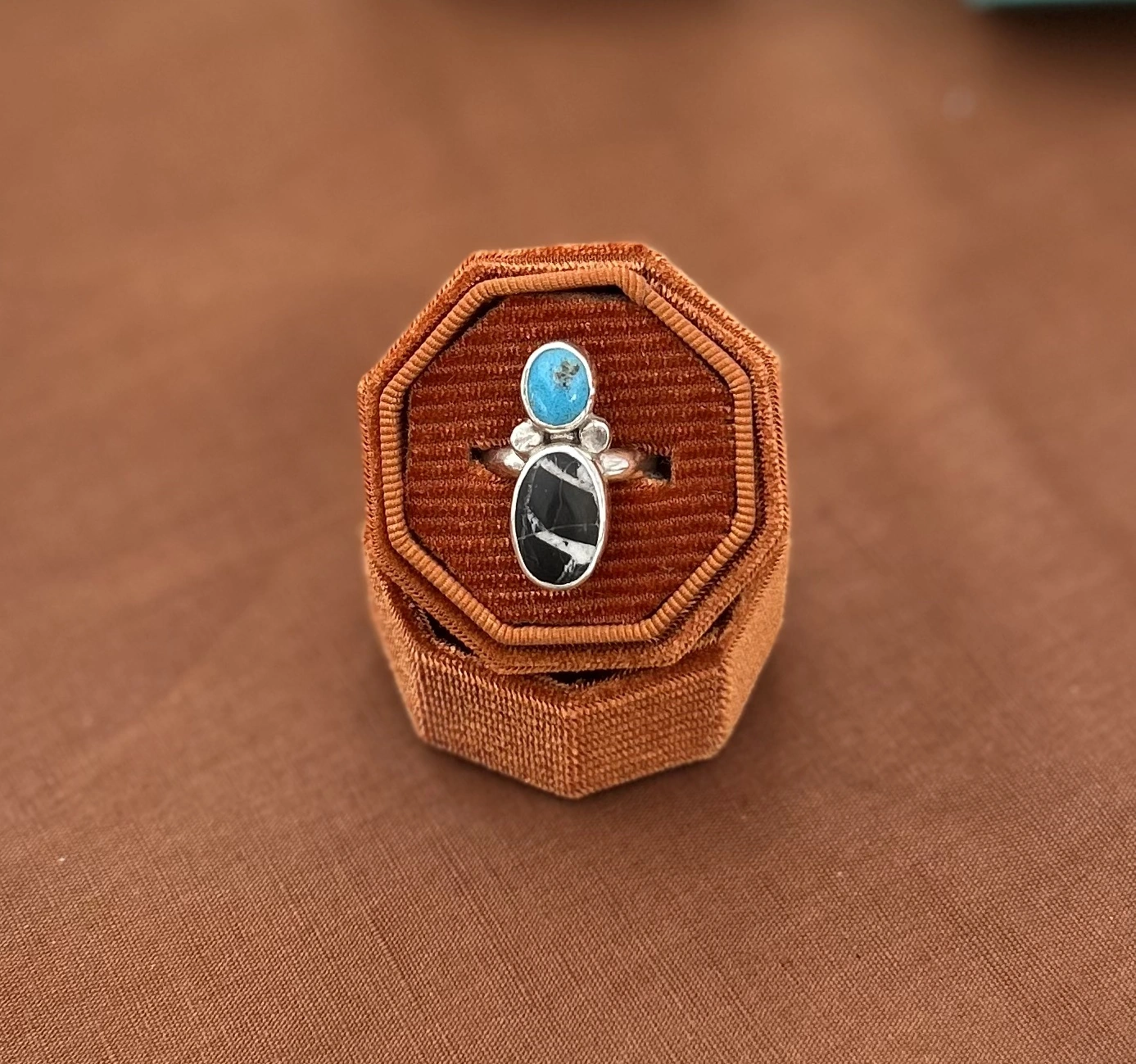 Kingman Turquoise & White Buffalo Sterling Silver Ring