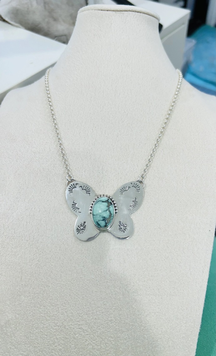 Angel Wing Variscite Butterfly Necklace