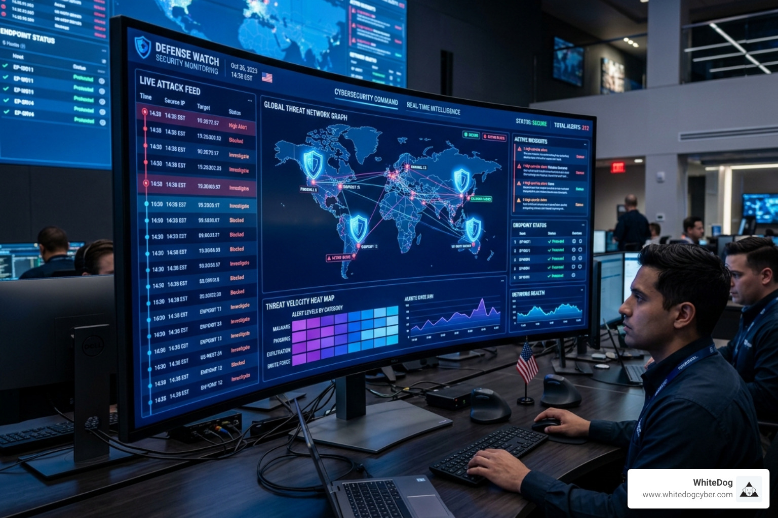 Unified cybersecurity dashboard showing correlated threat data and digital shields - MSP SOC as service Unified cybersecurity dashboard showing correlated threat data and digital shields - MSP SOC as service