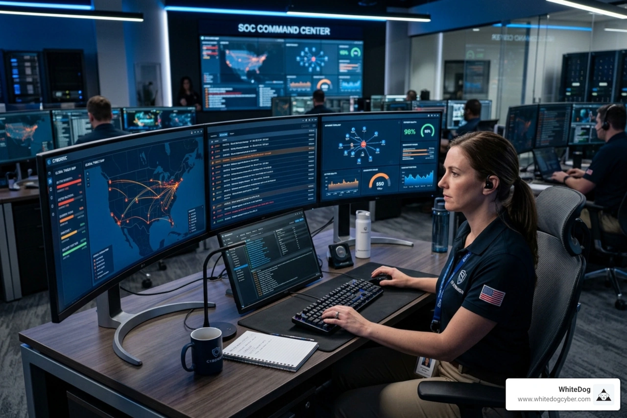 Technician managing multiple security dashboards with a unified interface - msp white-label security stack