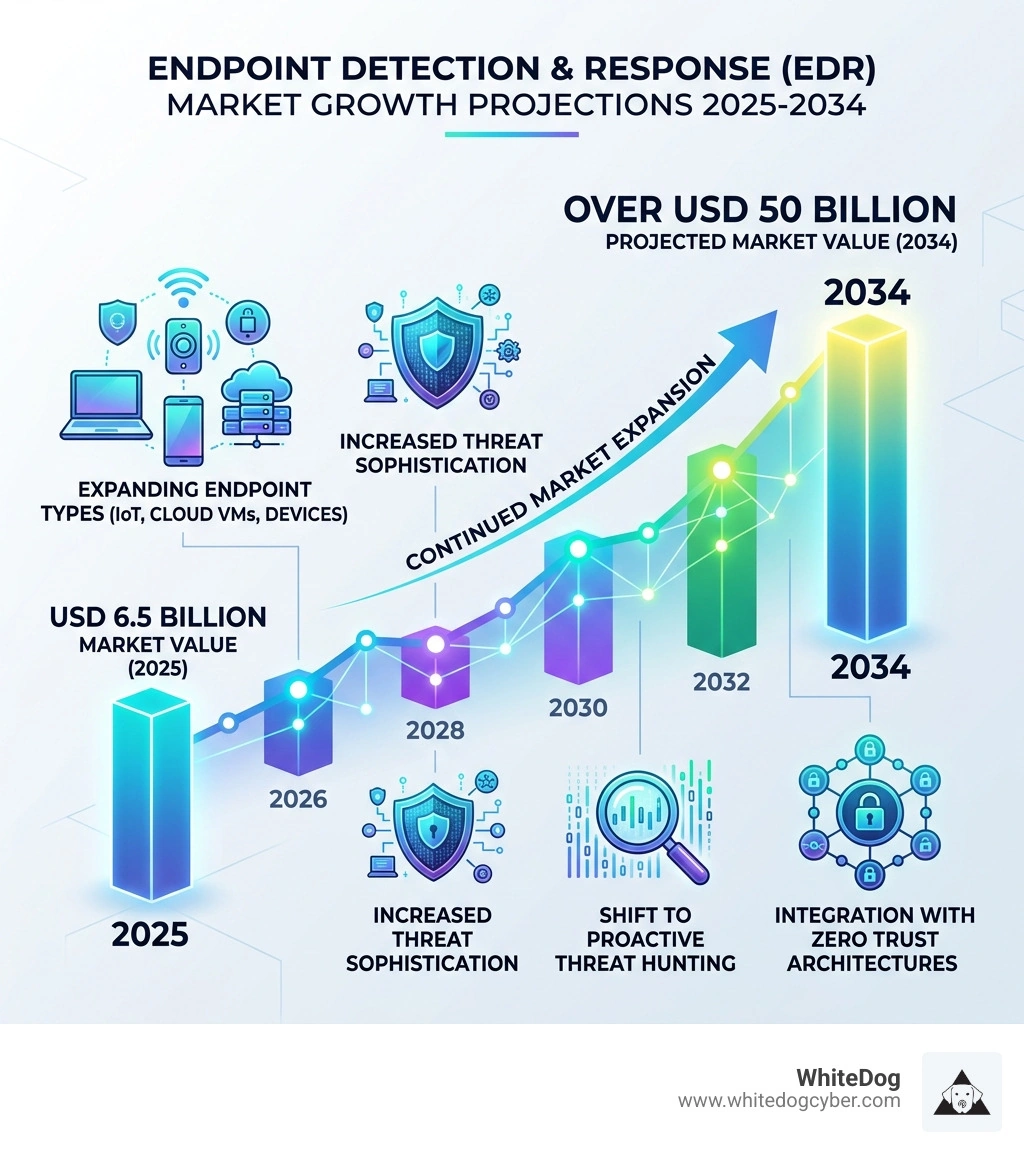 Infographic showing EDR market growth projections from 2025 to 2034 - edr solution meaning infographic Infographic showing EDR market growth projections from 2025 to 2034 - edr solution meaning infographic