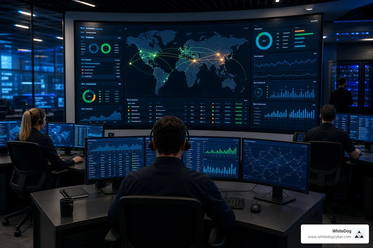 Enterprise unified security dashboard showing correlated threats and operational health Enterprise unified security dashboard showing correlated threats and operational health