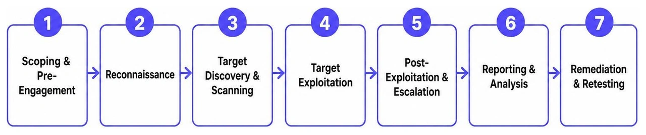 The 7 sequential phases of an enterprise penetration test The 7 sequential phases of an enterprise penetration test