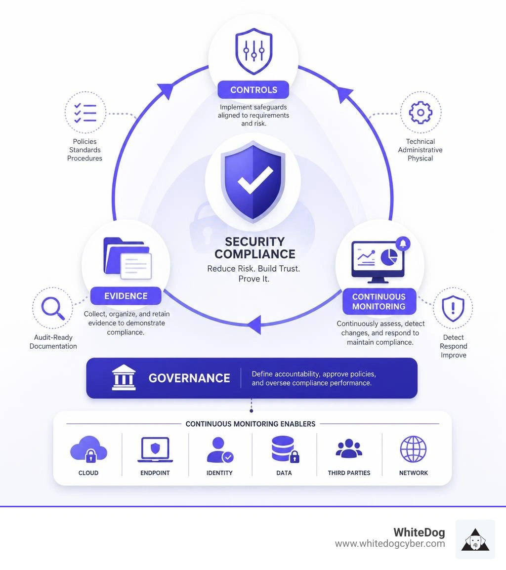 security compliance controls evidence governance and continuous monitoring infographic security compliance controls evidence governance and continuous monitoring infographic