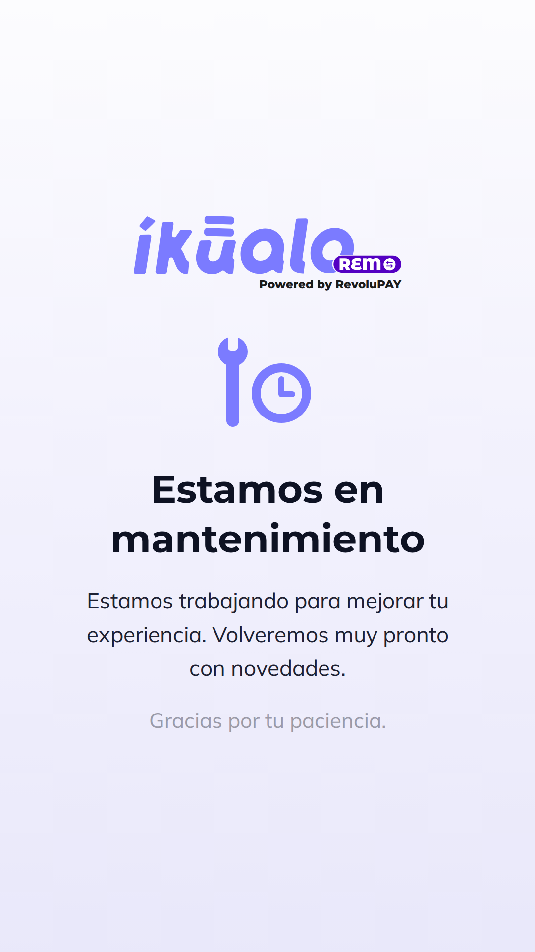 Estamos en mantenimiento. Escríbenos a soporte@ikualo.com