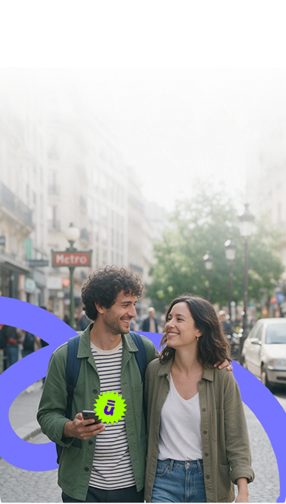 Pareja de migrantes sonriendo en una calle de España