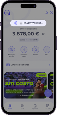 Pantalla de la app de íkualo con la cuenta y su IBAN español