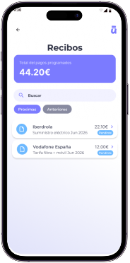 Pantalla de la app de íkualo para pagar recibos con domiciliaciones