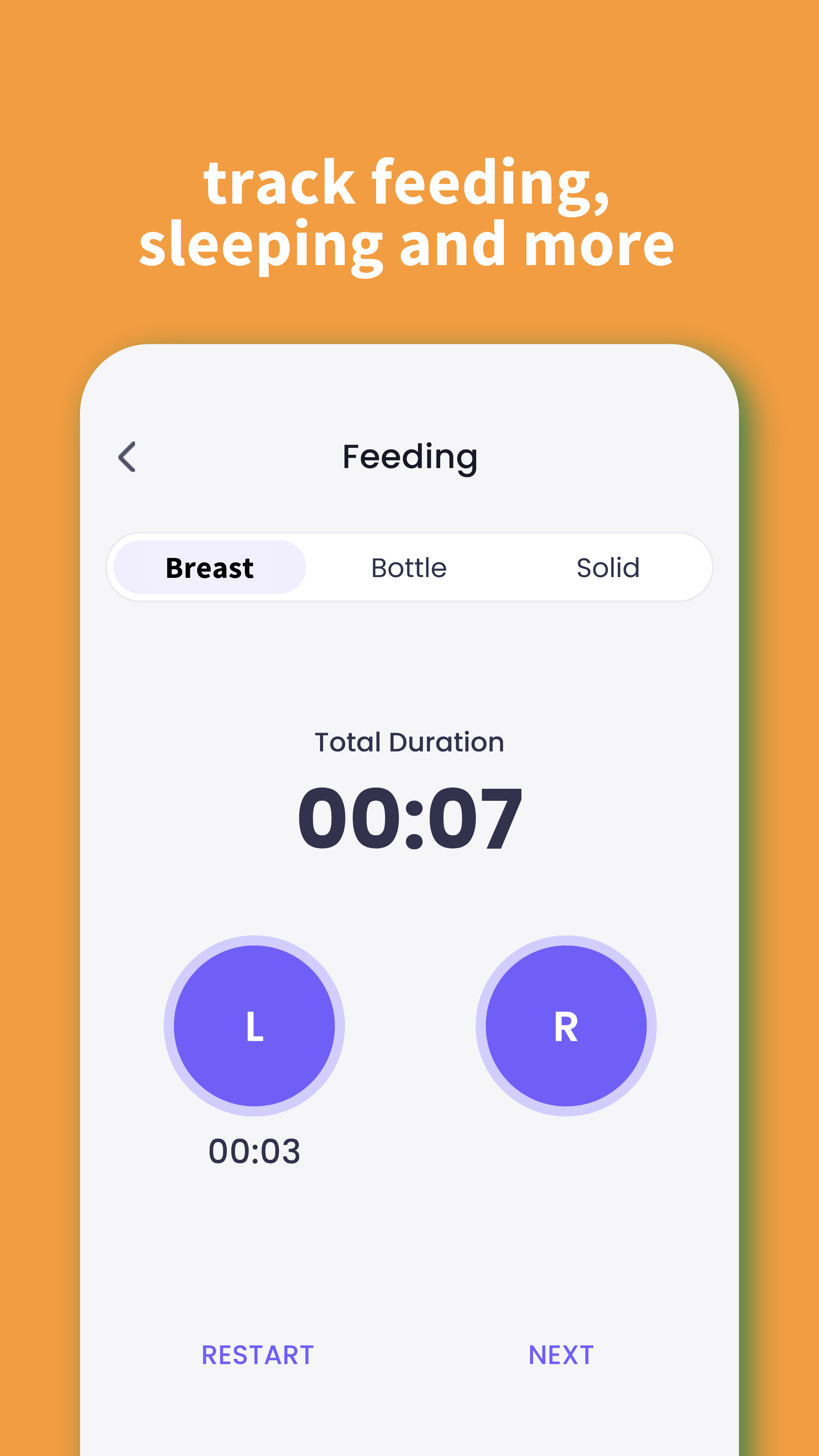 Luvu Family Breastfeeding and feeding tracker for new borns. Luvu Family