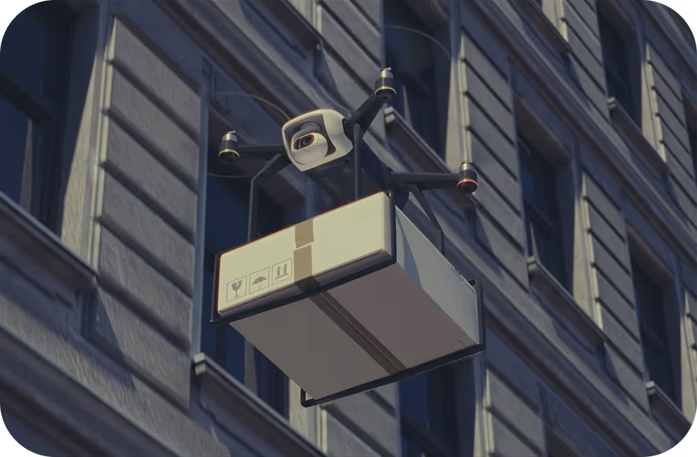 drone flying to deliver a package