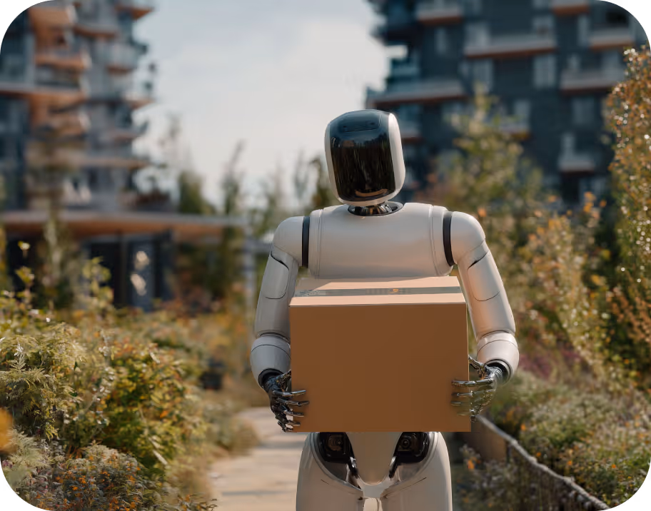 humanoid delivering a package