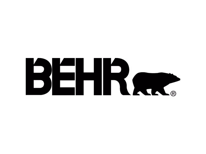 Behr Paint logo with stylized white letters B and P on a black background.
