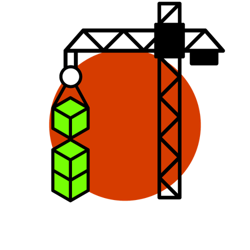 Icon of a crane picking up boxes