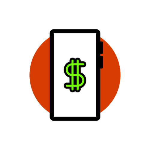 Icon of smartphone with a dollar sign
