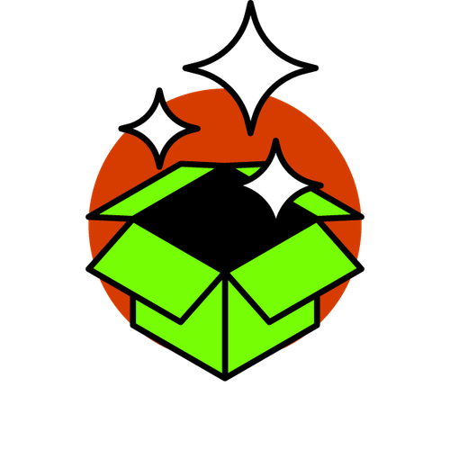 Icon of a box being unpackaged