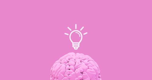 Light bulb hovering over a brain