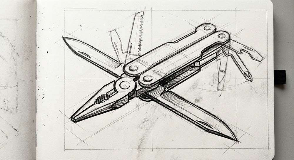 Line illustration of a multitool