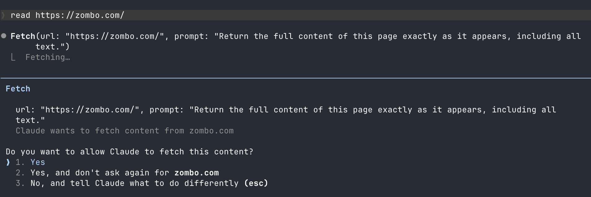 Claude code webfetch prompt