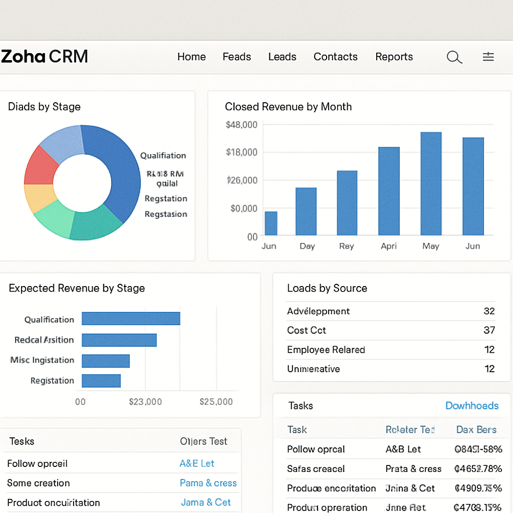 Zoho CRM dashboard example