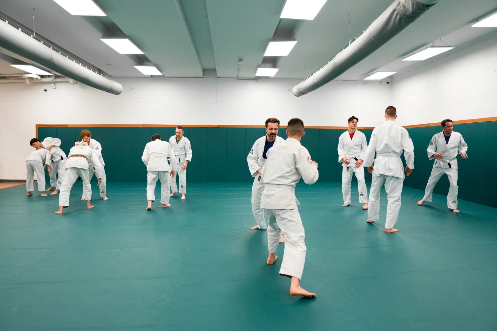 A group of happy adults at the end of a class