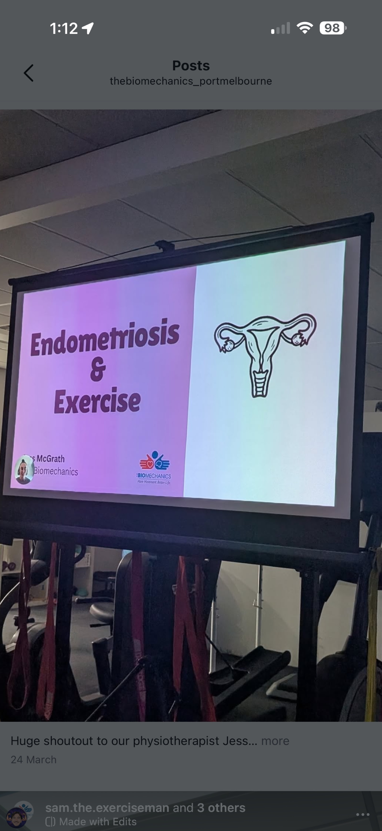 Barb at reception with clinic dog at The Biomechanics