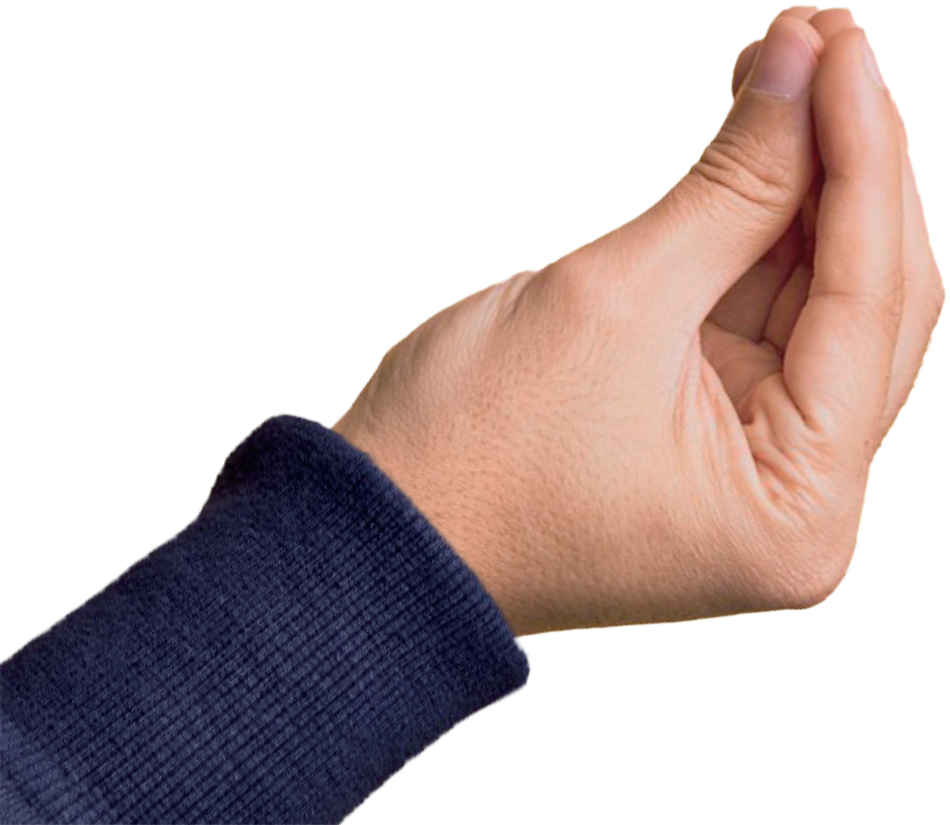 The image shows a hand making a gesture typical of Italy. The gesture could be the classic "Italian hand gesture,"