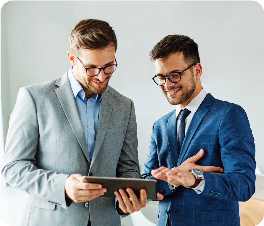 2 person talking on payroll taxes