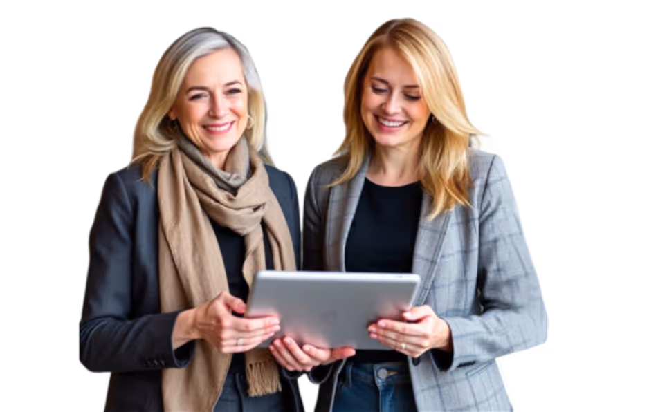 two girls watching on mac