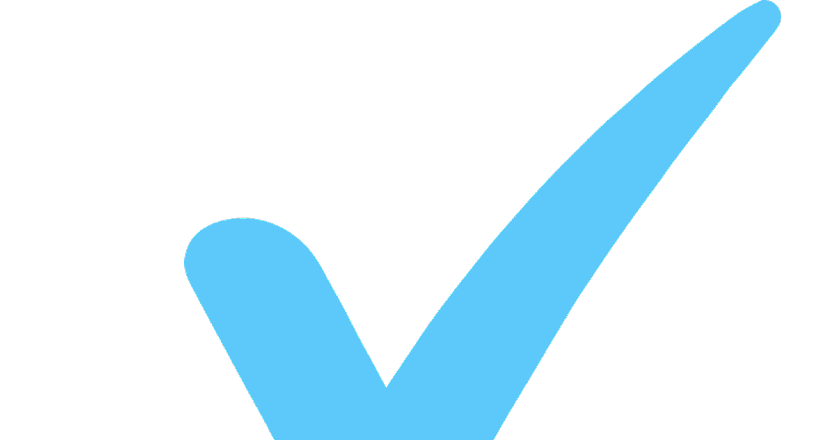Large blue check mark symbol on a transparent background.