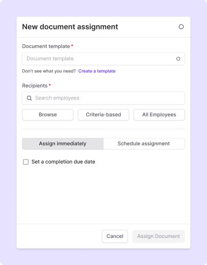 New document assignment