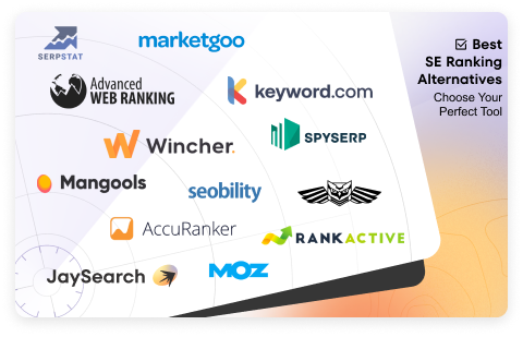 Logos of the powerful SE Ranking competitors