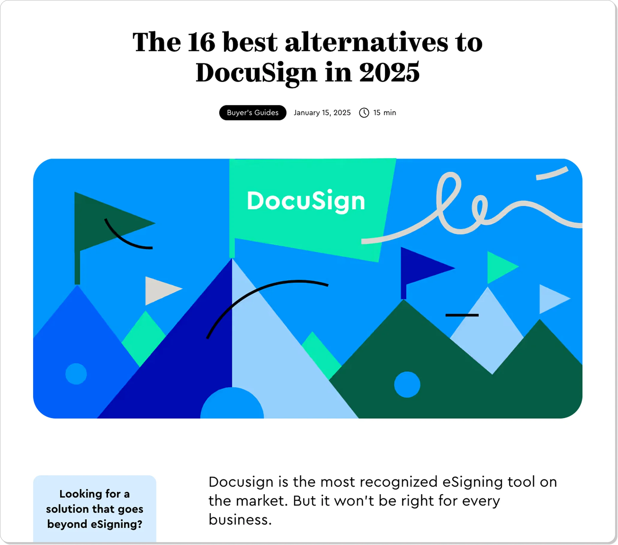 Juro showcasing its product among DocuSign alternatives