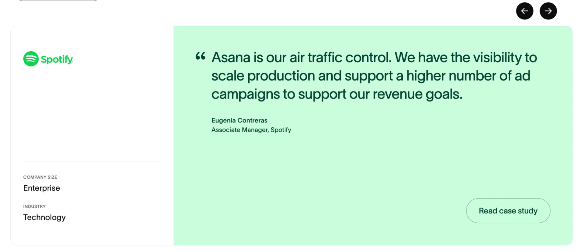 Asana website case studies section