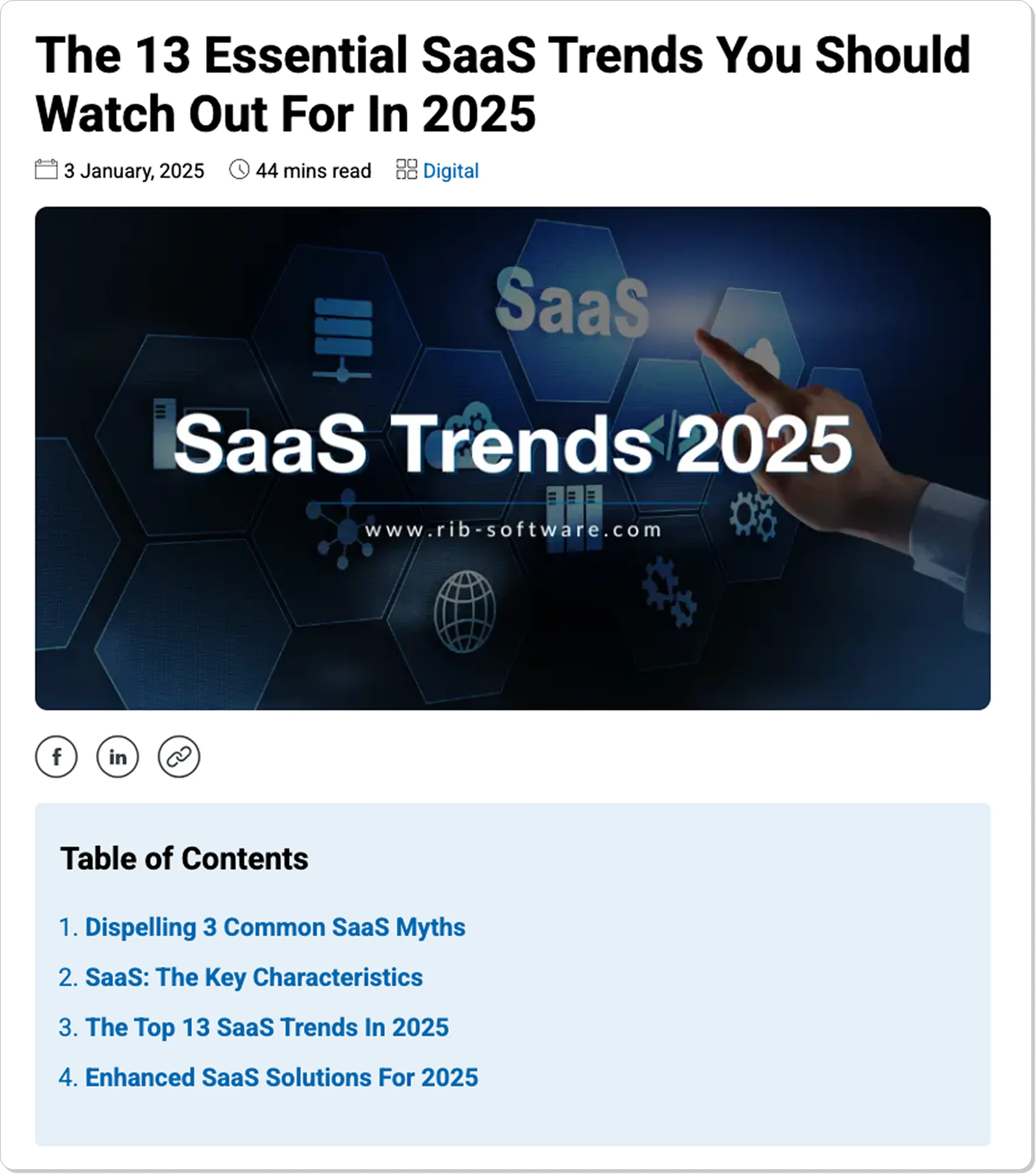 Example of an in-depth SaaS research report by RIB